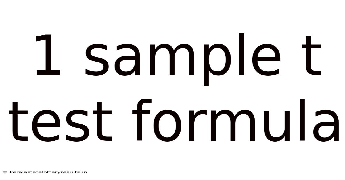 1 Sample T Test Formula