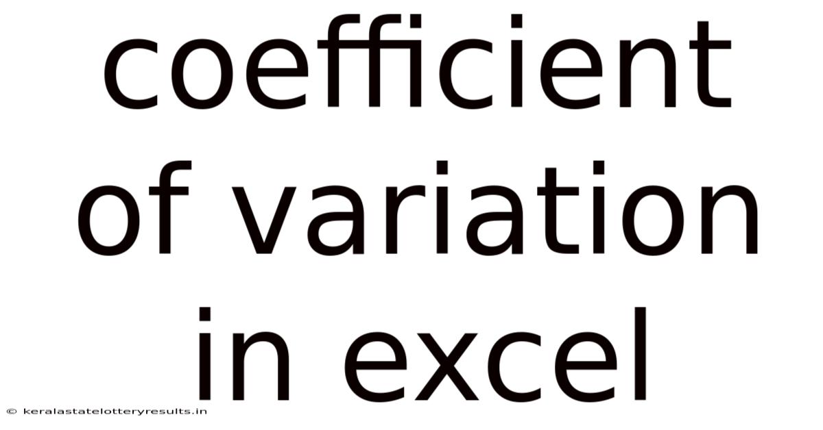 Coefficient Of Variation In Excel