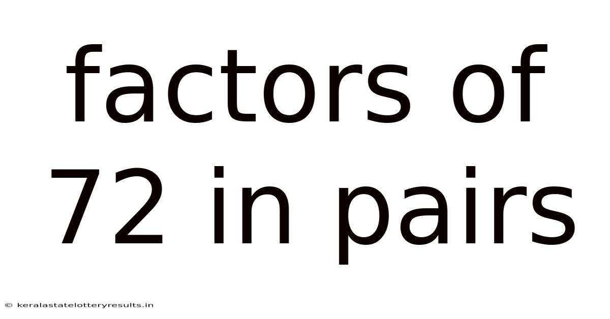 Factors Of 72 In Pairs