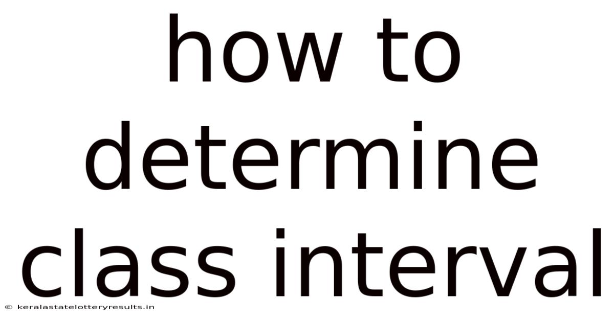 How To Determine Class Interval