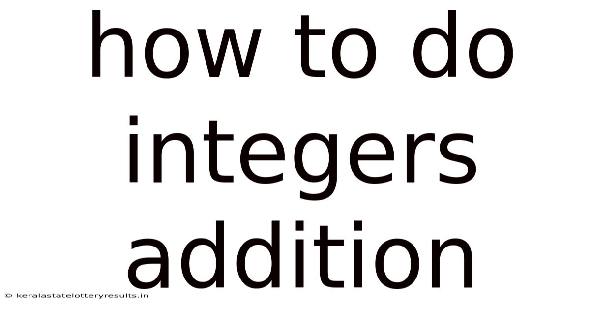 How To Do Integers Addition
