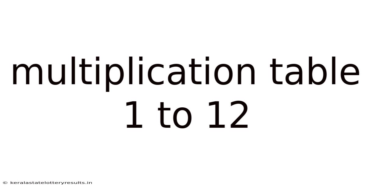 Multiplication Table 1 To 12