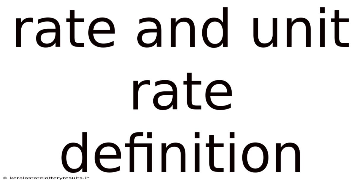 Rate And Unit Rate Definition